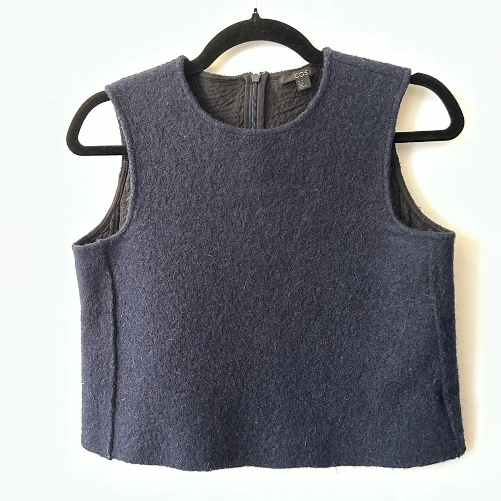 COS Indigo Wool Sleeveless Cropped Top - Picture 8 of 9